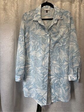 J VALDI Women's Bermuda Button-Front Big Shirt Cover-Up Small